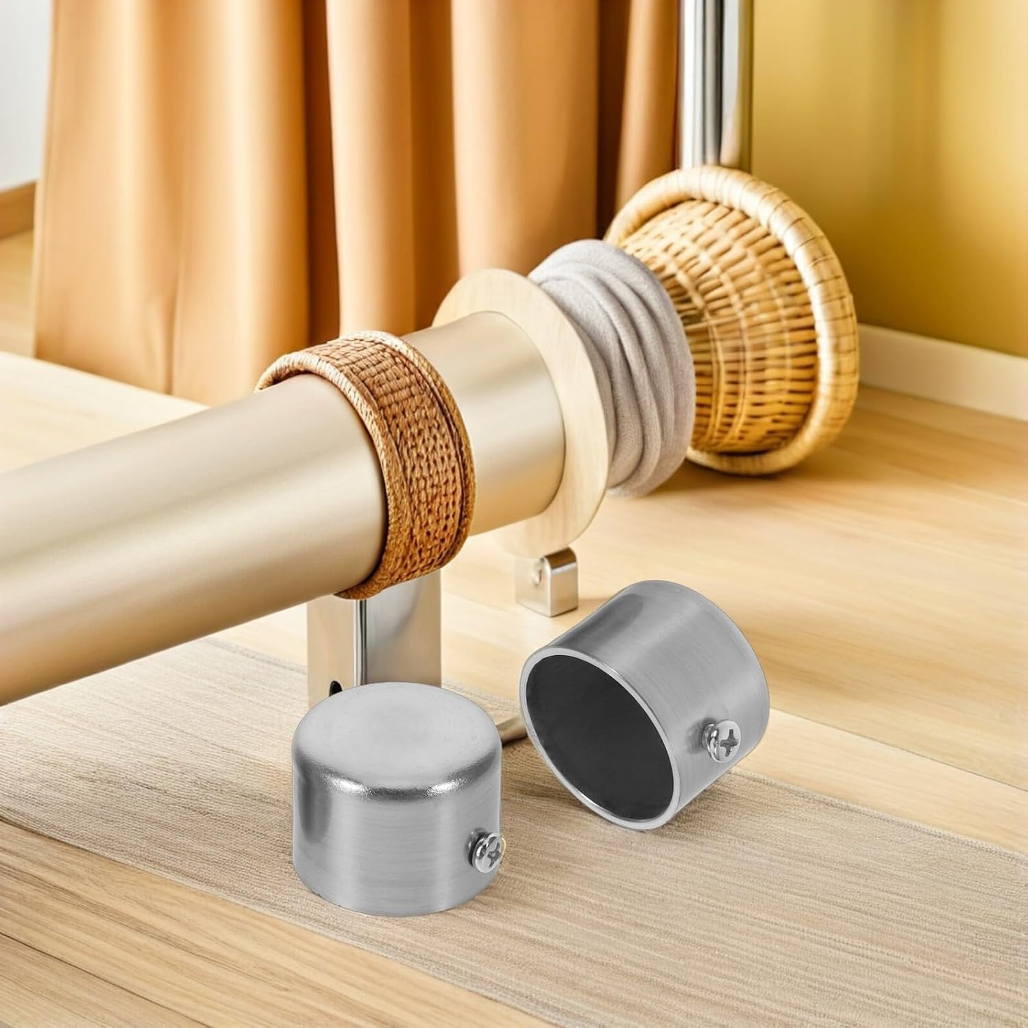 PRETYZOOM 3pcs Curtain Rod End Caps Decorative Finials Alloy Replacement Window Drapery Rod Accessories for Home Window Treatment