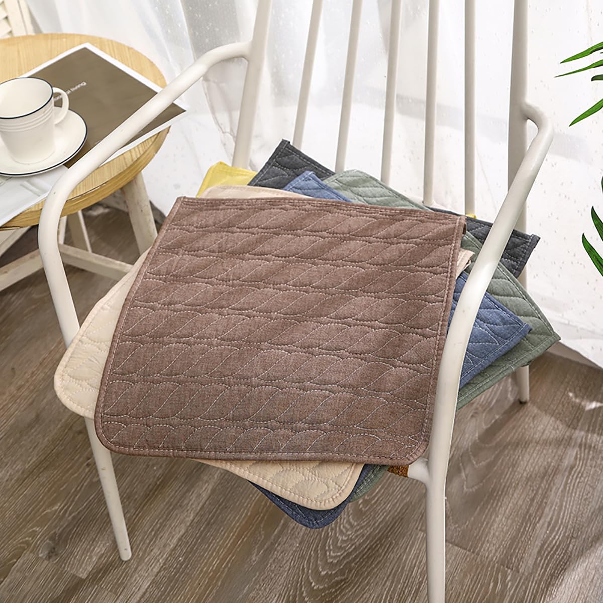 Cuscino per sedia da cucina, antiscivolo, con laccetti, lavabile, per sedie da pranzo, 45 cm, riutilizzabile, per casa, ufficio e giardino, verde, 1 pezzo
