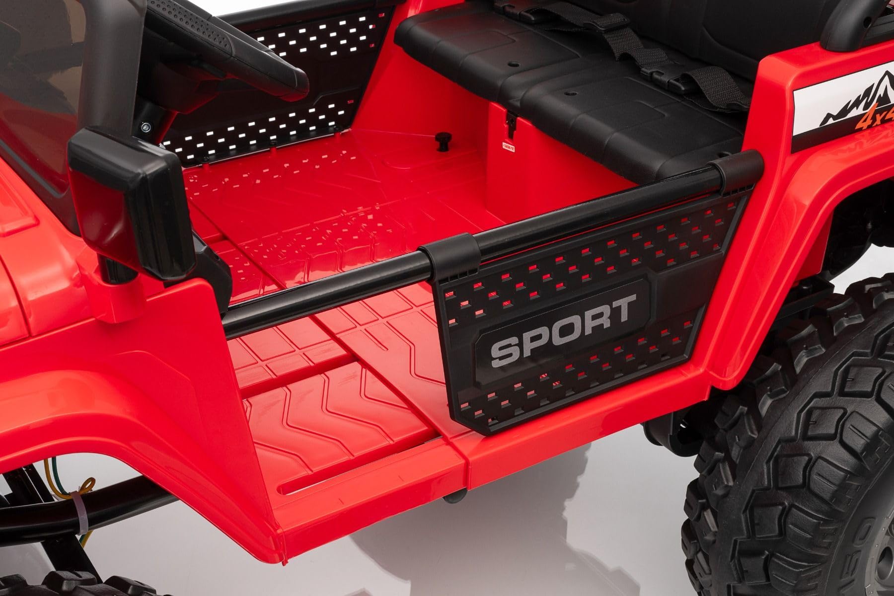 Beneo Motors OFFRIDE 4x4² 2-osobowy samochód elektryczny, 12 V, różowy, odtwarzacz MP3 z wejściem USB/AUX, napęd na wszystkie koła 4 x 4, bateria litowa, pilot zdalnego sterowania, oświetlenie LED