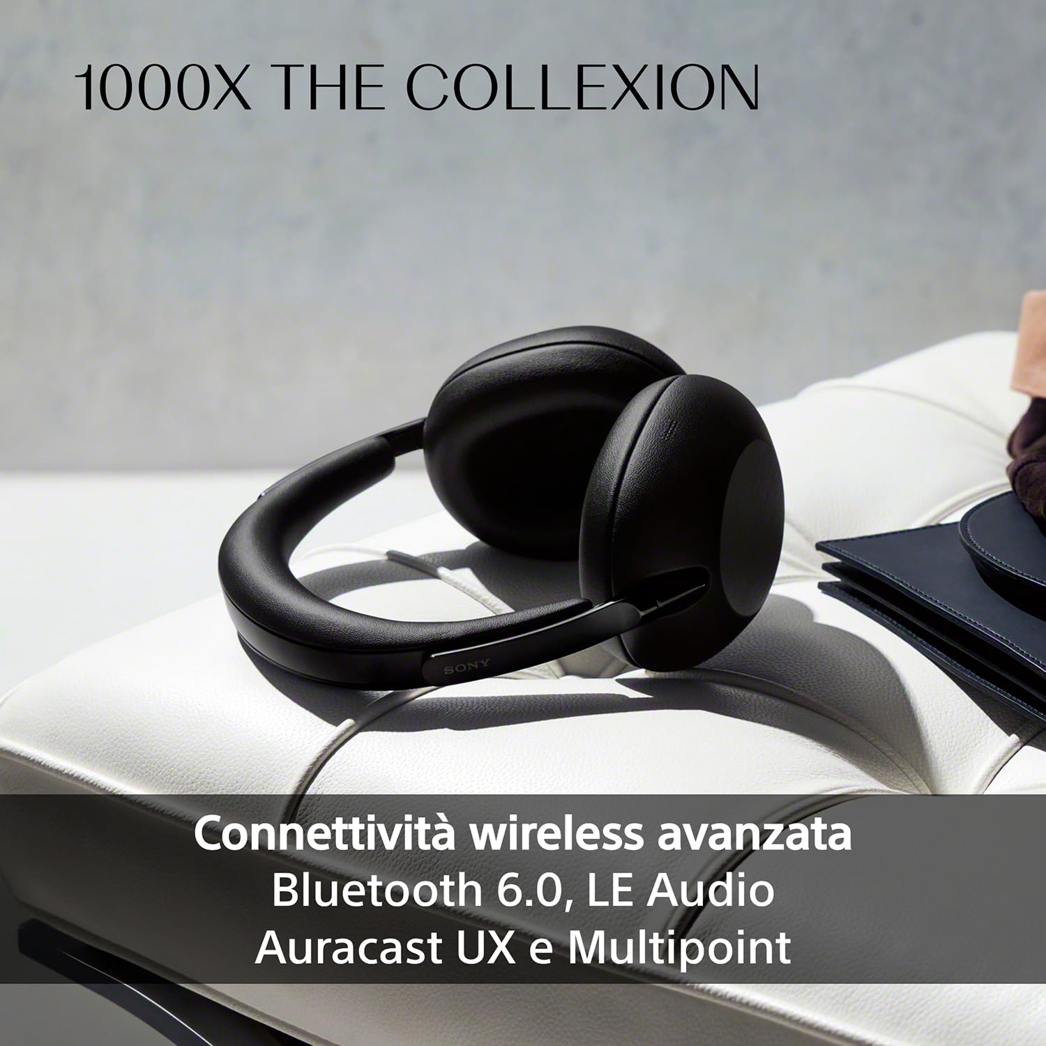 SONY 1000X THE COLLEXION cuffie wireless Bluetooth over-ear di lusso, Hi-Res, premium Noise Cancelling, audio spaziale 360, custodia resistente, compatibili con iOS e Android – Black, nuovo modello