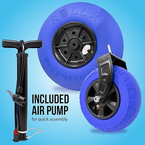 Miniatura 8 de RollX Carrito de playa con 4 ruedas de globo para arena, carro de almacenamiento plegable con neumáticos traseros de playa de 13 pulgadas,