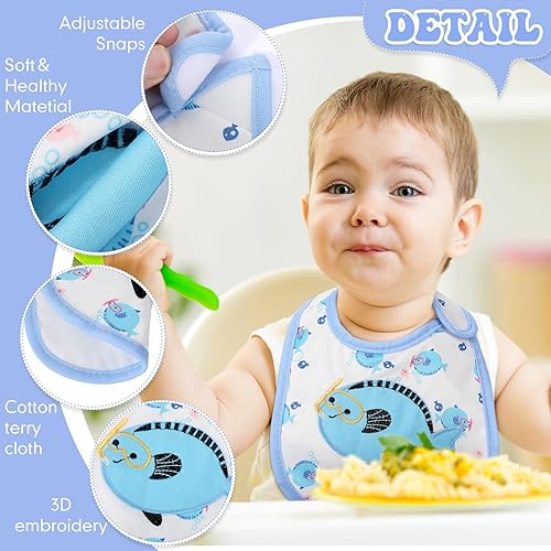 Miniatura 3 de HooLing 24 baberos impermeables de algodón suave, baberos de alimentación, jardín de infantes, bienestar en casa, fiesta de recién nacidos (niño)