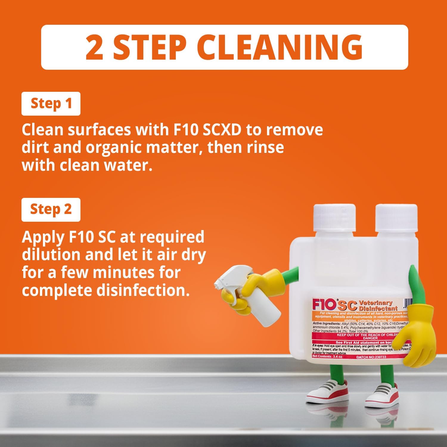F10 SC Concentrated Veterinary Disinfectant for Kennels, Litter Box, Cage, Terrariums, Habitats, Vet Practices - 100 ml (3.4oz)