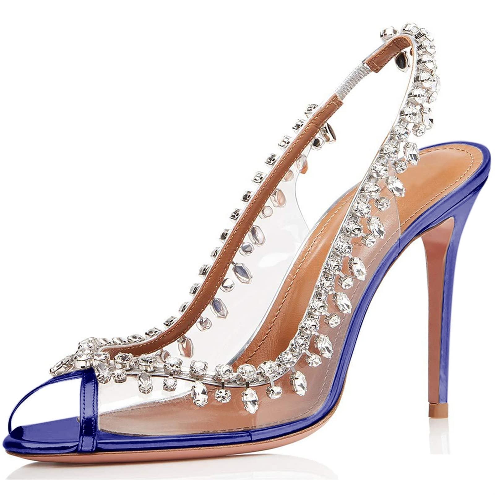 Chaussures de danse à strass brillants et talons aiguilles ajourés