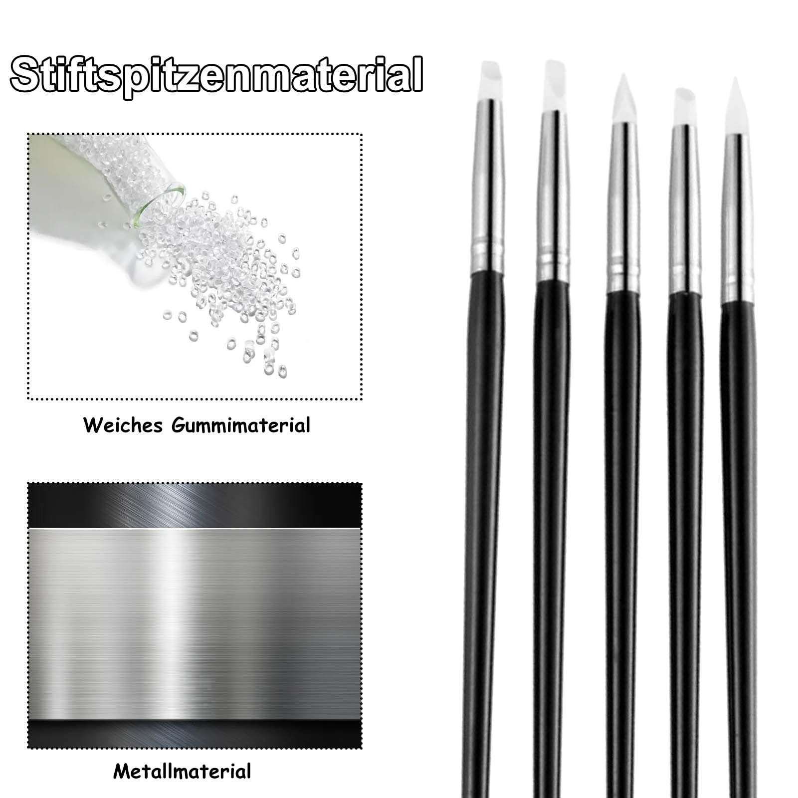 Pennelli In Silicone Per Modellare - Set Da 5 Pezzi Per Creta, Ceramica, Nail Art - Foto 4