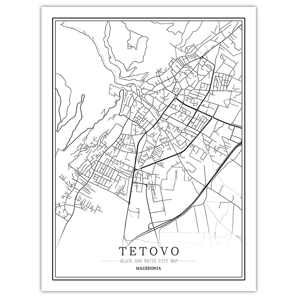 Toile Tetovo Macédoine affiche affiche art mural noir blanc salon déco maison 70x100