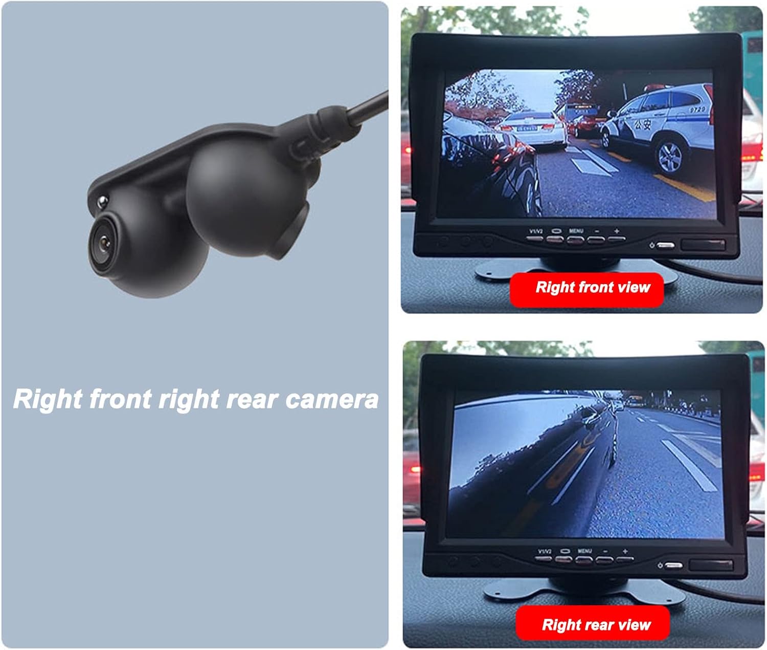 Blind Spot Mirrors Car Door Side View Blind Spot Camera Night Vision IP68 for Truck RV Van Trailer Emergency Vehicle(Right)