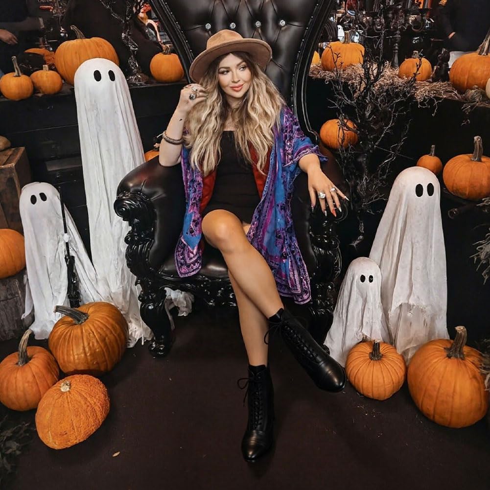 Erocalli Victorian Boots Witch Costume Renaissance Shoes Women Pirate Vintage Boot Witchy Clothes for Women - Image 3