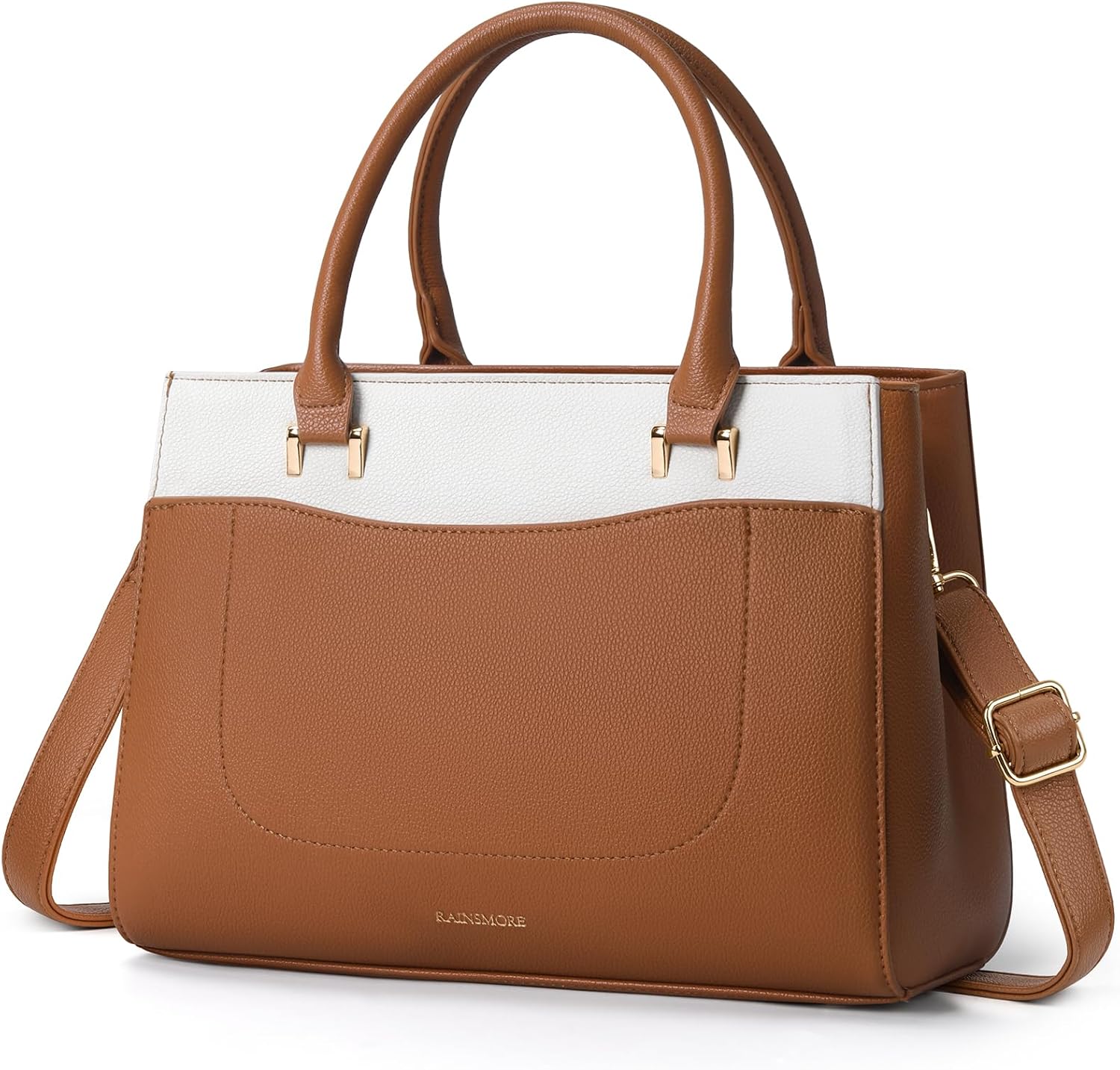 RAINSMORE Handtas voor dames, grote shopper, zakelijke tas, waterdicht, leer, middelgroot, werktas, hengseltas, schoudertas, bruin, 35 cm x 14 cm x 29 cm, Satchel RAINSMORE Handtas voor dames, grote shopper, zakelijke tas, waterdicht, leer, middelgroot, werktas, hengseltas, schoudertas, bruin, 35 cm x 14 cm x 29 cm, Satchel