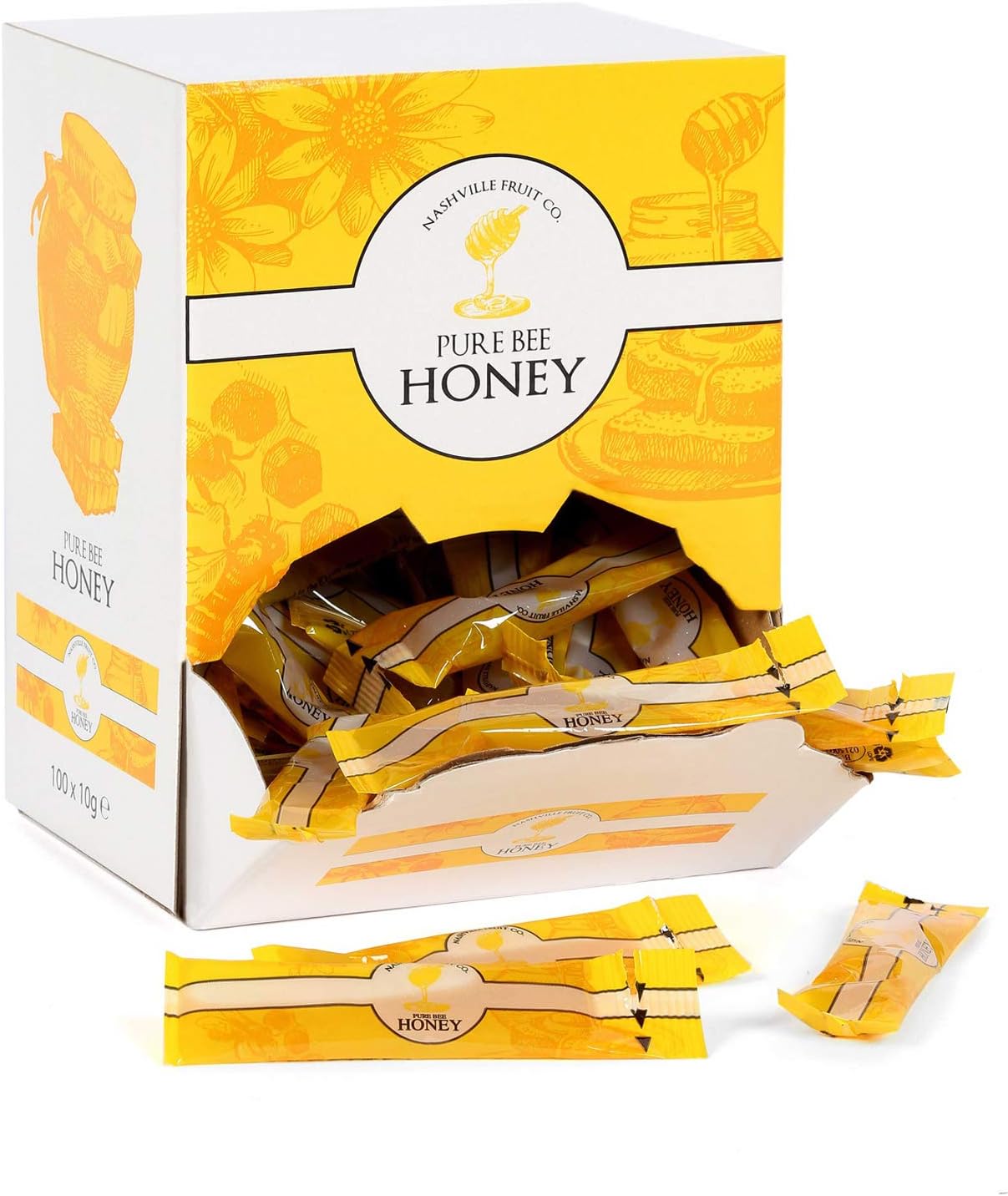 Nashville Fruit Co, Pure, Bee Honey, Portion, Sticks, 100 pcs x 10 g, Honey for Tea, Individual Portions