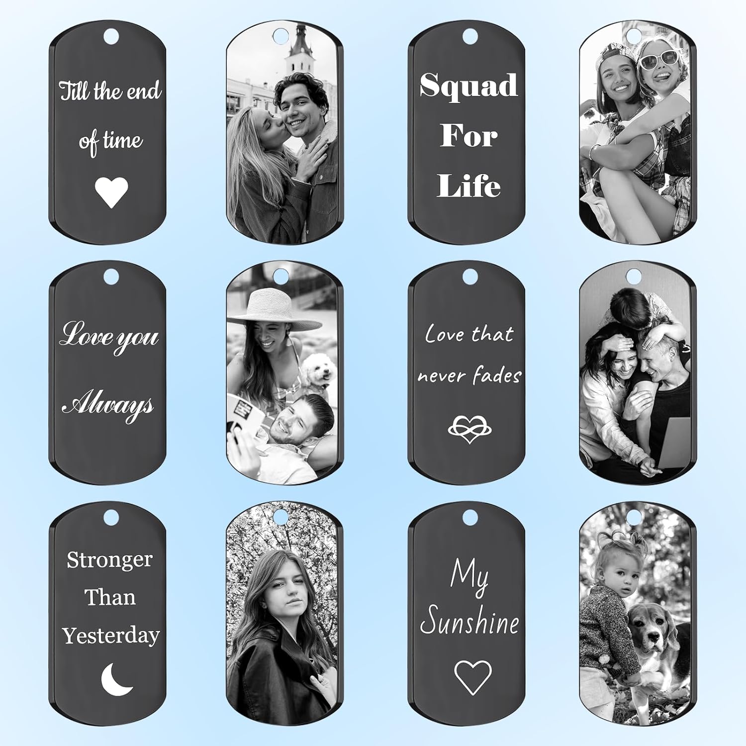 BEXOA Picture Necklace Personalized Photo Custom Dog Tags with Engraved Text Customized Gifts for Him Men Boyfriend Dad - Image 5