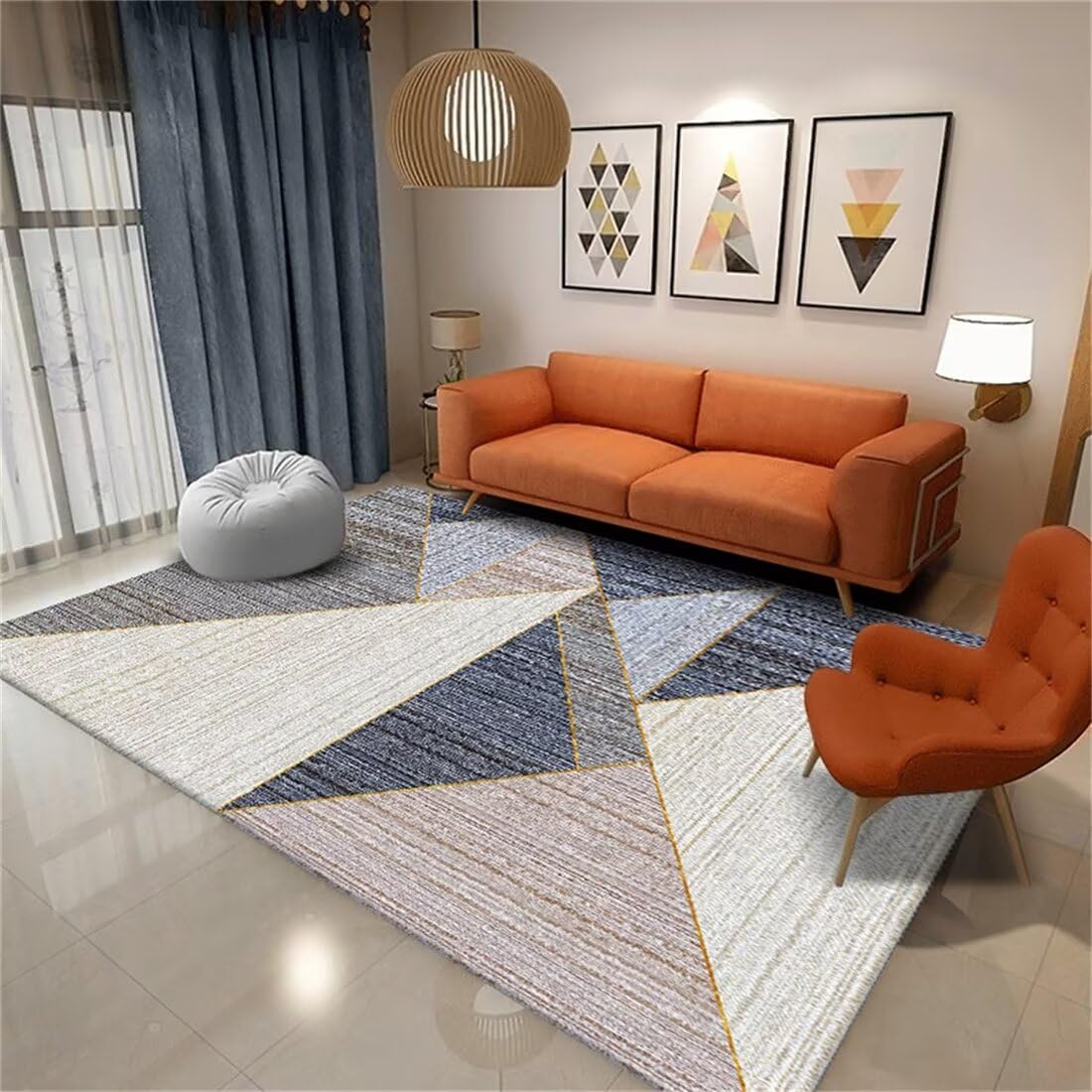 Tapis de jeu pour bébé au design géométrique triangulaire doux de grande surface