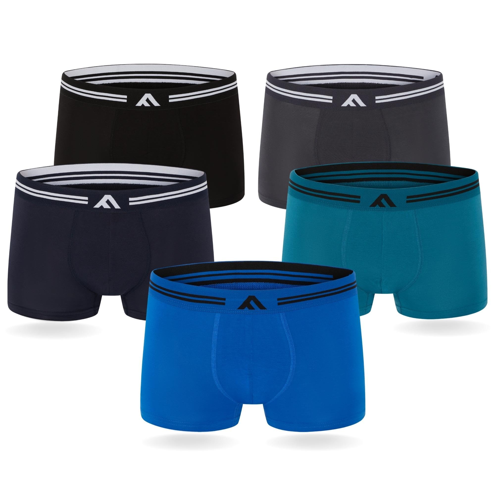 FM London, Boxer da Uomo Super Morbidi in bambù, Confezione da 5, Senza Etichetta, Elasticizzati, in Materiale ecocompatibile
