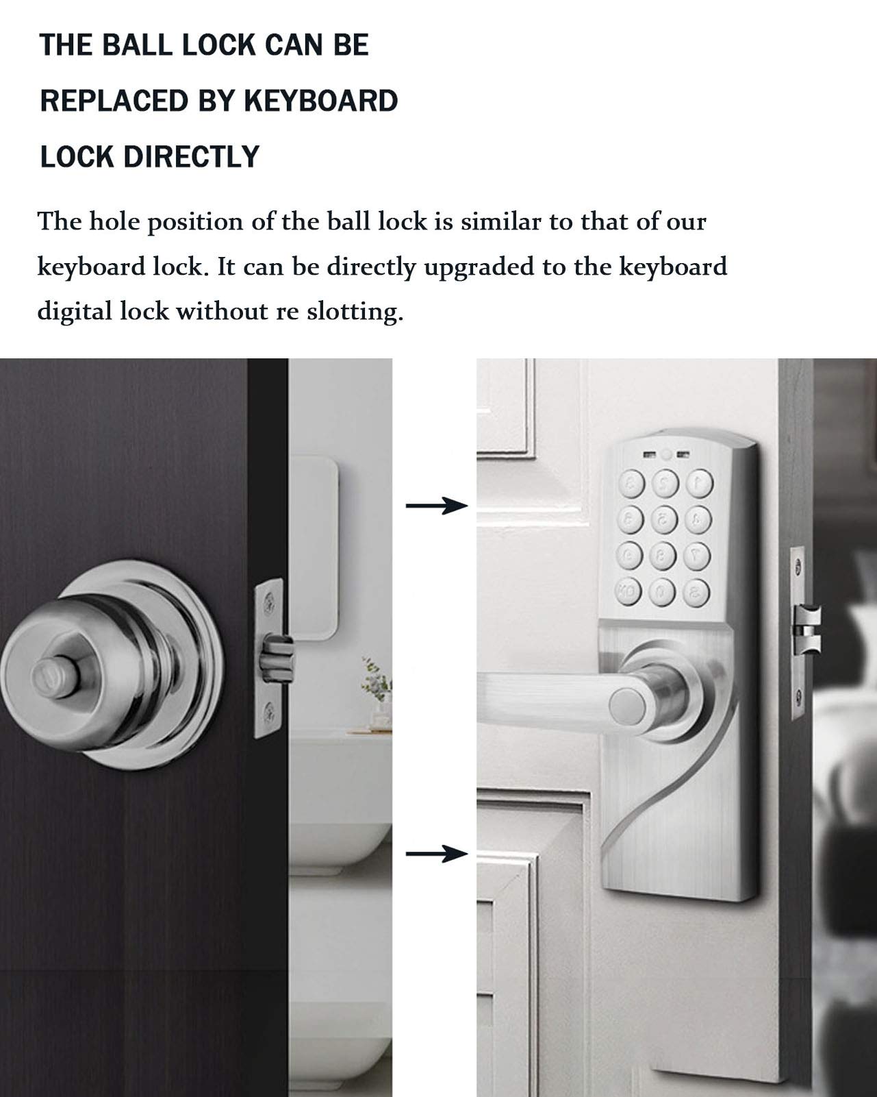 Keyless Entry Door Lock, ROSE MERRY Combination Door Lock, Keypad Door Lock with Handle for Bedroom, Office and House Rental (Left Hand)