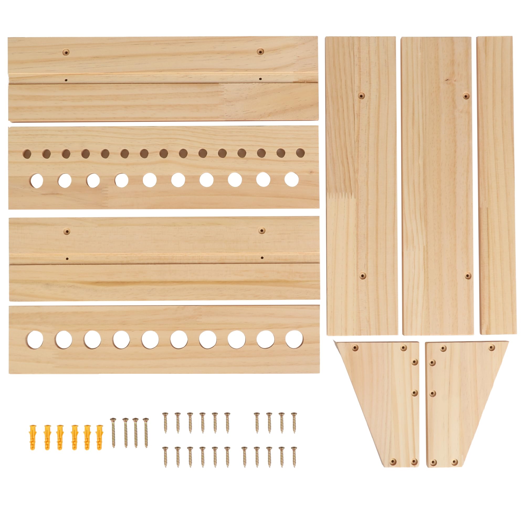 uyoyous - Estantería de pared para herramientas (3 unidades) | Soporte de pared para herramientas de madera maciza, almacenamiento óptimo para taller y garaje
