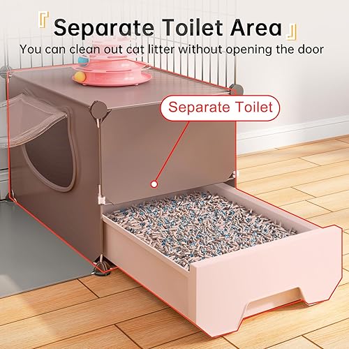 Miniatura 3 de Oneluck Jaula grande para gatos con caja de arena, recintos de bricolaje de 4 niveles, jaula de alambre de metal desmontable, jaula para interiores,