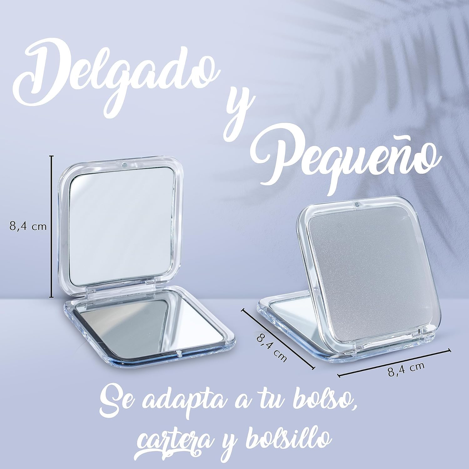 Mirrorvana Espejo de Bolsillo con Aumento 15X Plegable Portátil Maquillaje Plata