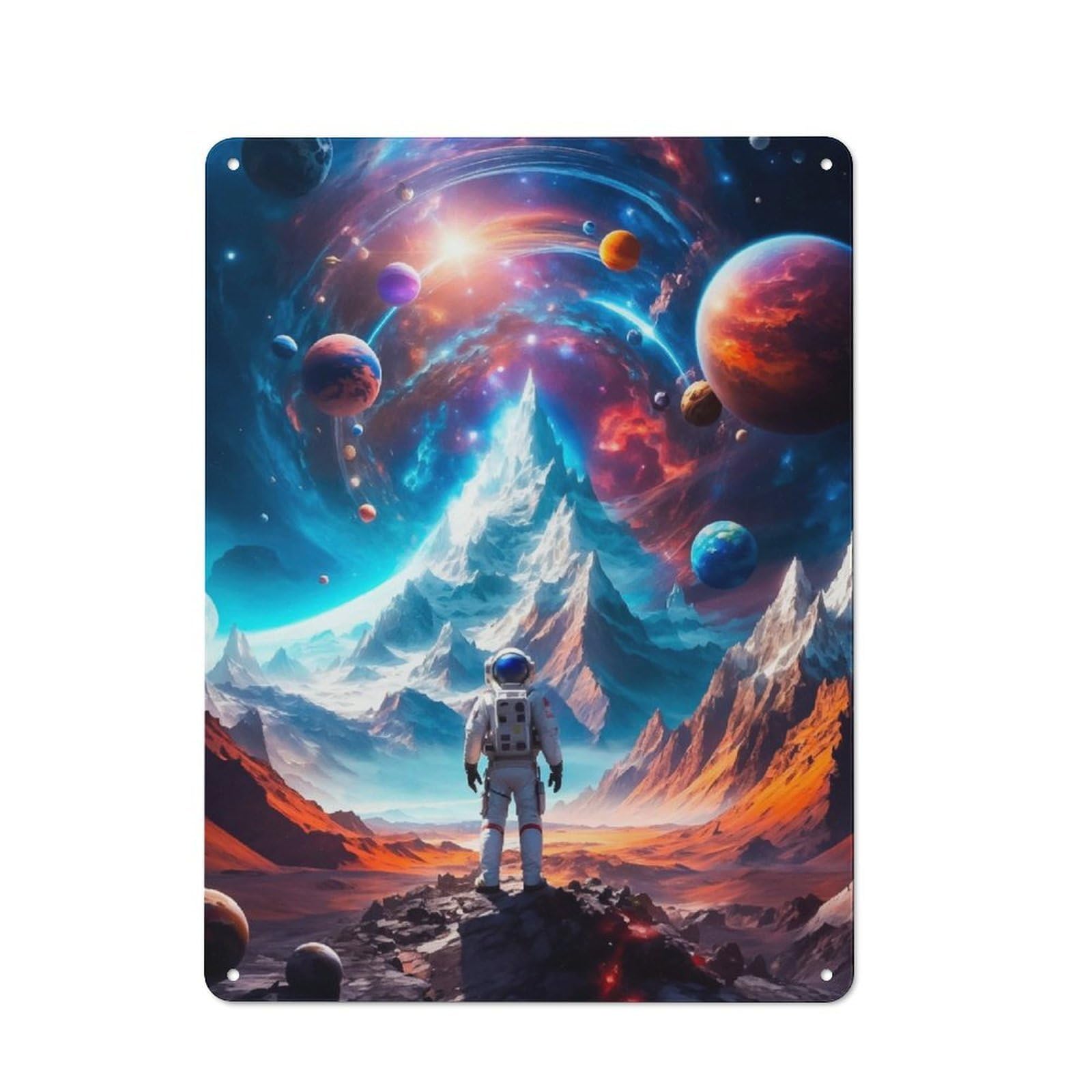 Junmoney Planetary Mountain Printed Metal Sign 40X30cm For Man Cave Or Games Room, Suited To Games Room Collectors