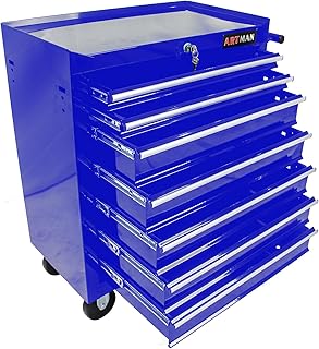 Rolling Tool Chest with 7-Drawer Tool Box with Wheels Multifunctional Tool Cart Mechanic Tool Storage Cabinet for Garage, Warehouse, Workshop, Repair Shop (Blue)