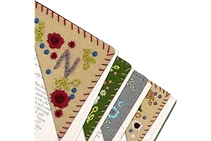 Dalianlc 4 Styles and 26 Letters Corner Personalized Cute Bookmark Cross Stitch Funny Flower Bookmarks