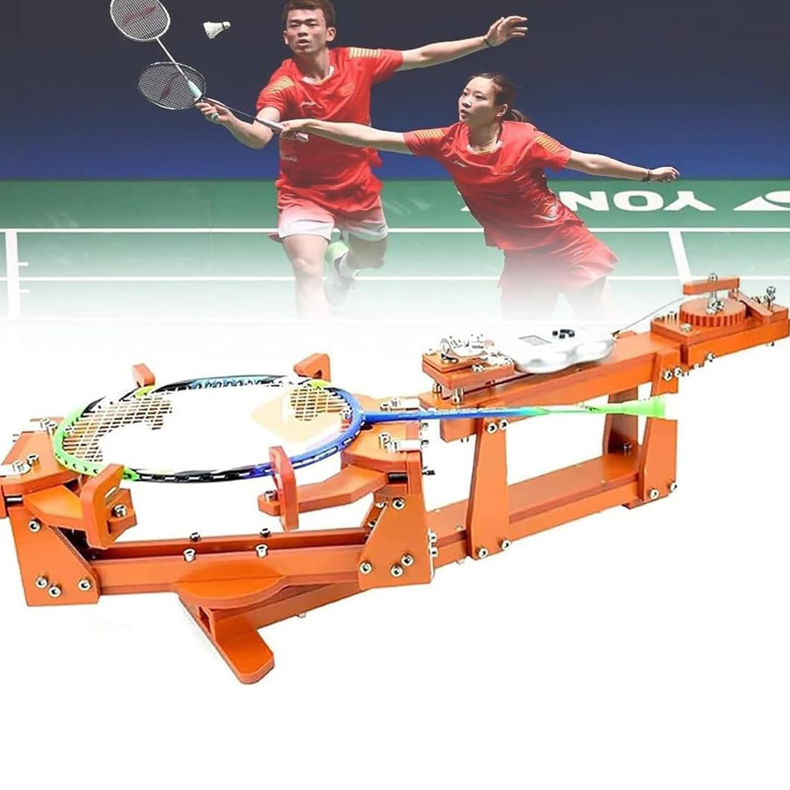 Máquina encordadora de Raquetas de bádminton, máquina encordadora Fija de 6 Puntos de 60 Libras/Pantalla Digital, Raqueta de Squash, Tenis o bádminton