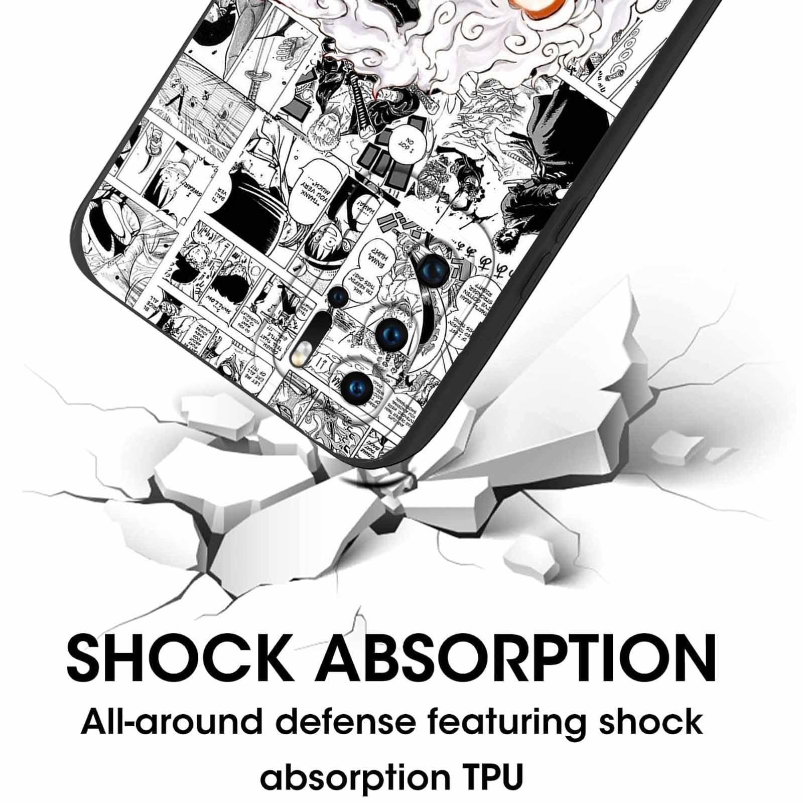 PBNDJVG 4 Pièces Coque Pour Huawei P30 Lite/New Edition/Nova 4e 6.15'', Animé Luffy Zoro Gear 5 Sun God Nika Avec Protection Caméra Etui Housse De TPU Silicone Mince Anti-Rayures Antichoc Case