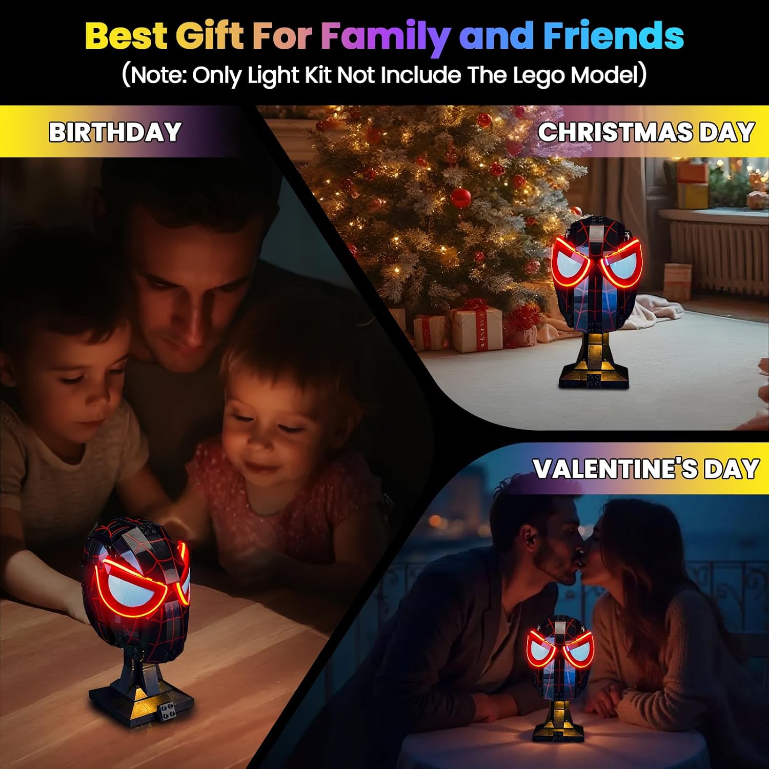 Upgraded Led Light Kit Compatible with Lego Miles Morales' Mask Building Set, Lights Decoration Compatible with Lego 76329 (Model Not Included)