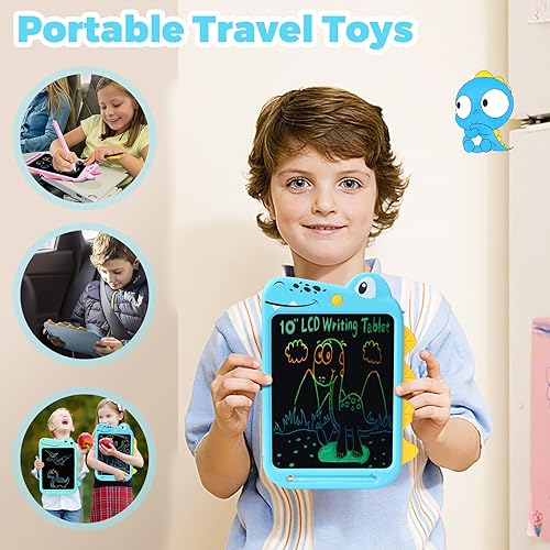 Miniatura 5 de Juguete de dinosaurio para niños de 3, 4, 5, 6 años, tableta de escritura LCD de 10 pulgadas, tablero de dibujo portátil borrable, juguete de