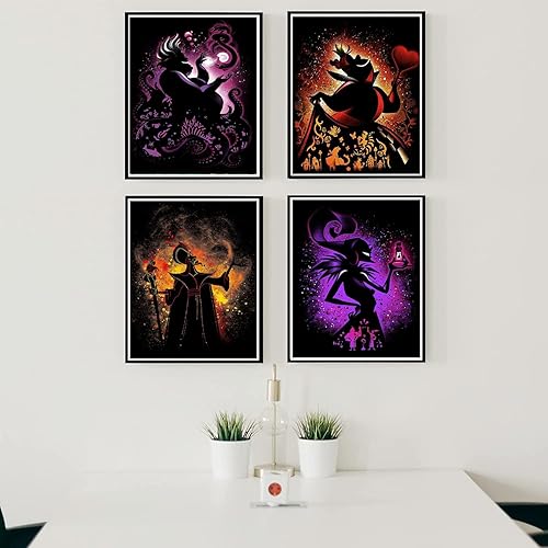 Miniatura 7 de Kit de pintura de diamante 5D para adultos, kit de pintura de diamante de villano, 6 piezas, kit de pintura digital de diamantes redondos, kit de