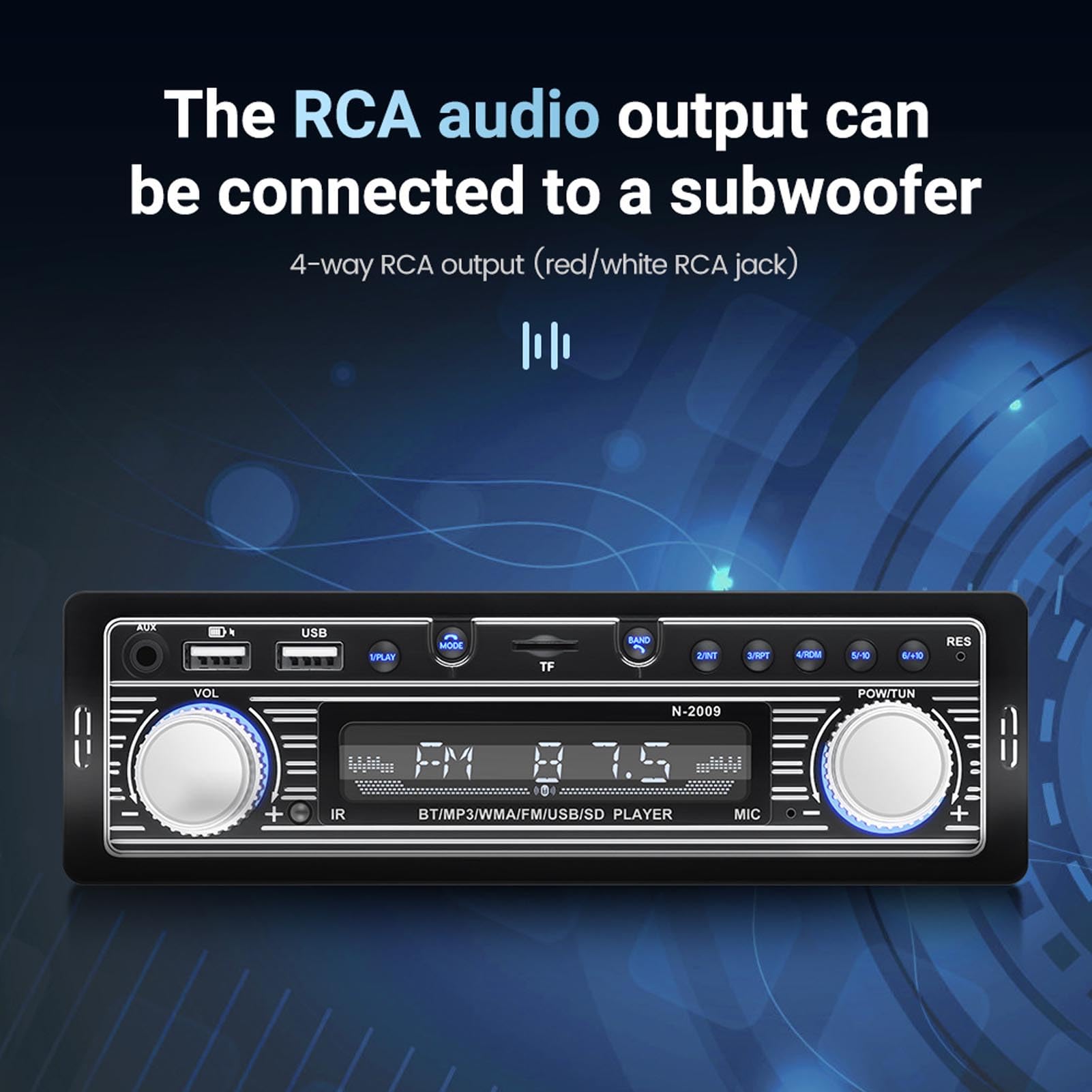 Ricevitore Audio per Auto, Stereo Multimediale a Singolo DIN, Bluetooth FM, USB MP3, Audio Radio FM Digitale SD nel Cruscotto - 12V Universale
