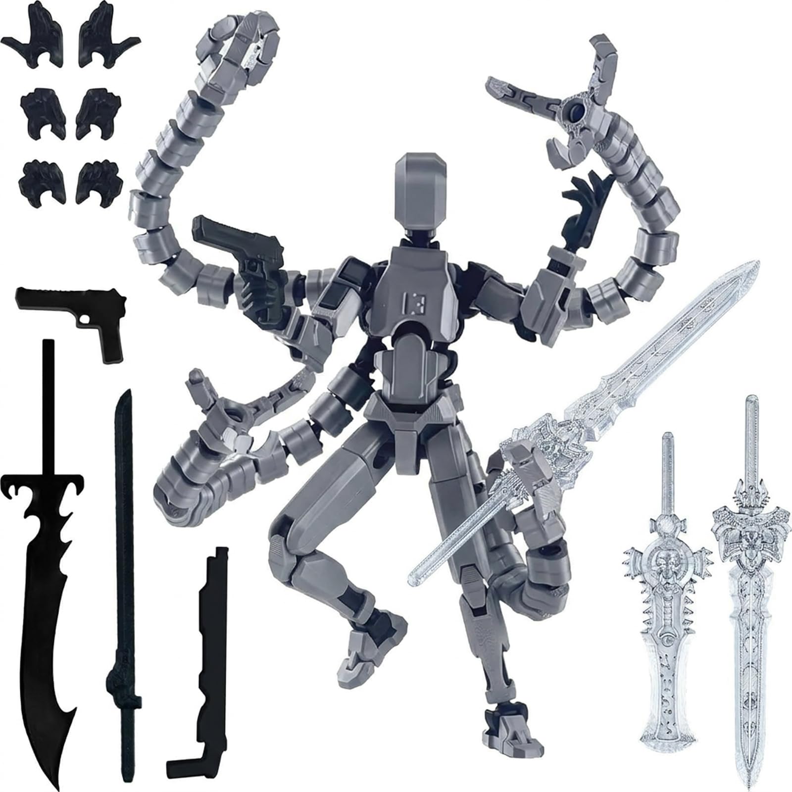 T13 Action Figure, 3D Printed Action Figure with Multi-Jointed Design for Desk Display and Creative Play