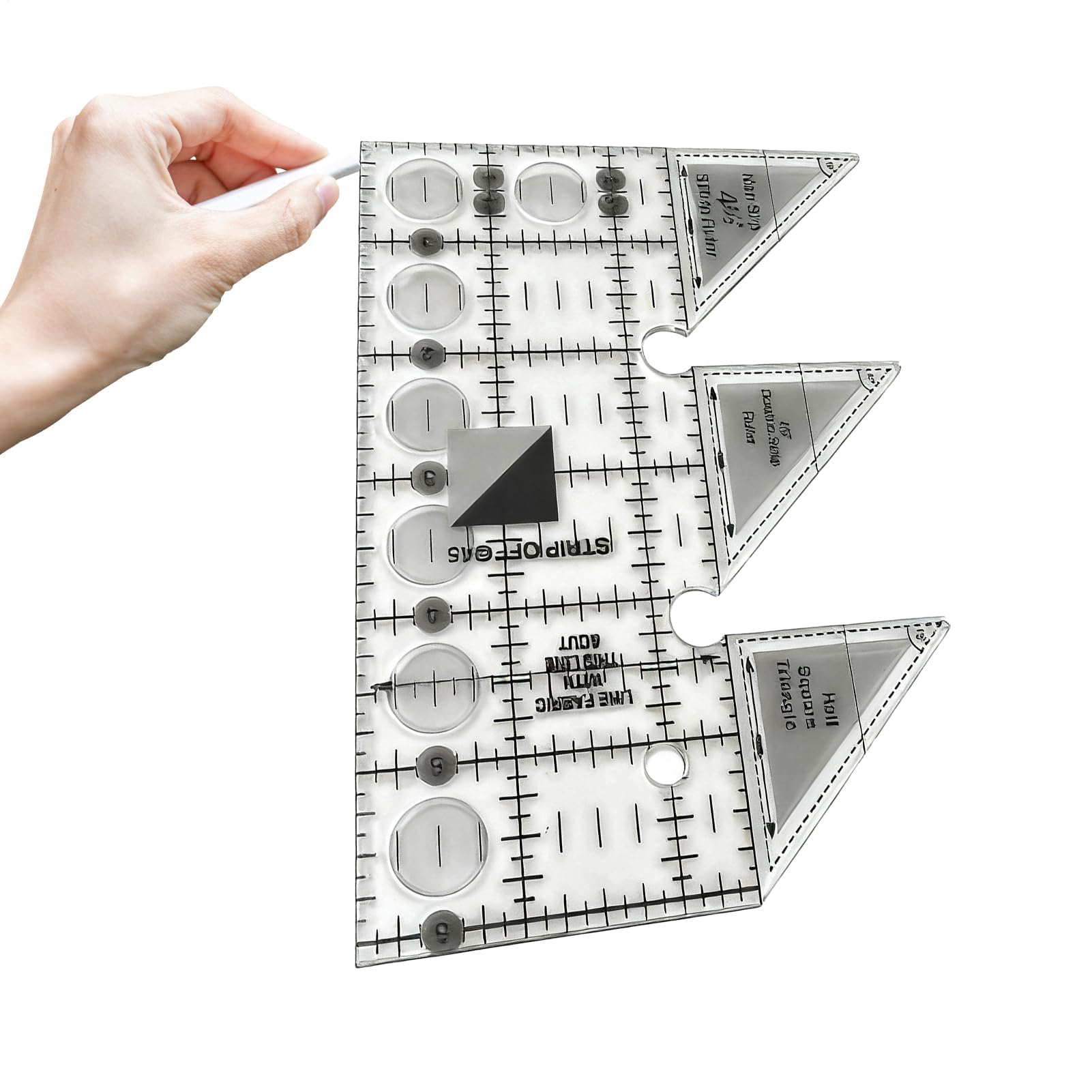 Quilting Ruler - 15 x 10 cm Acrylic Sewing Rulers,Non Slips,Ergonomic 45° Fabric Tool