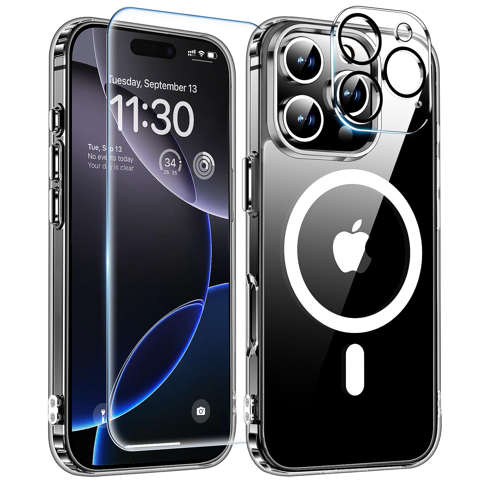 PITCHESSY for iPhone 16 Pro Case(6.3”) with Screen & Lens Protector,[Compatible with Magsafe] Military-Grade Protection,Ma...