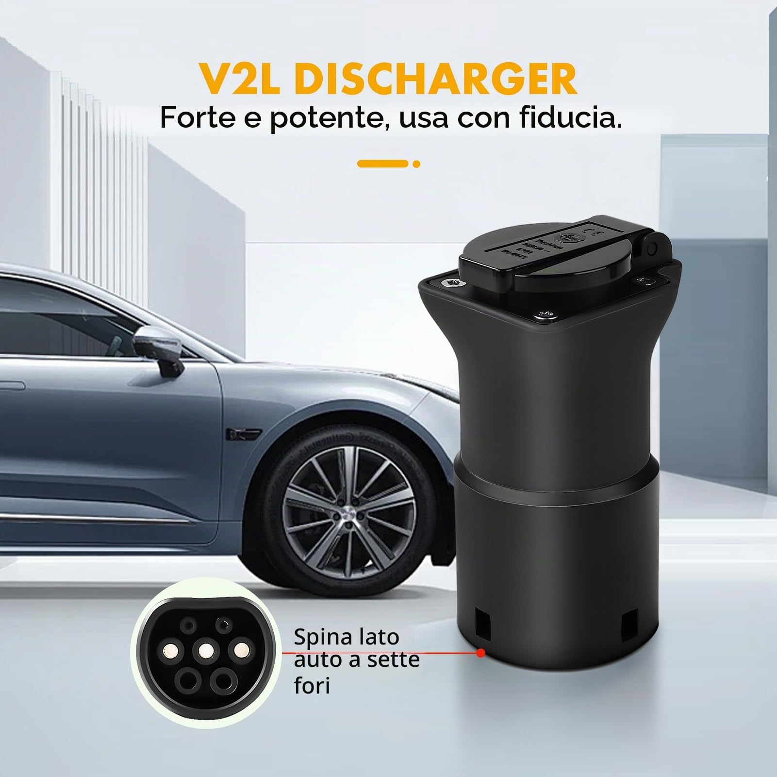 Adattatore V2L per Auto, Adattatore Tipo 2 Schuko 3.5kW 16A 220V per MG4 MG5 ZS MARVEL R IP54 UL94 V-0 per Emergenza Campeggio Alimentazione Dispositivi
