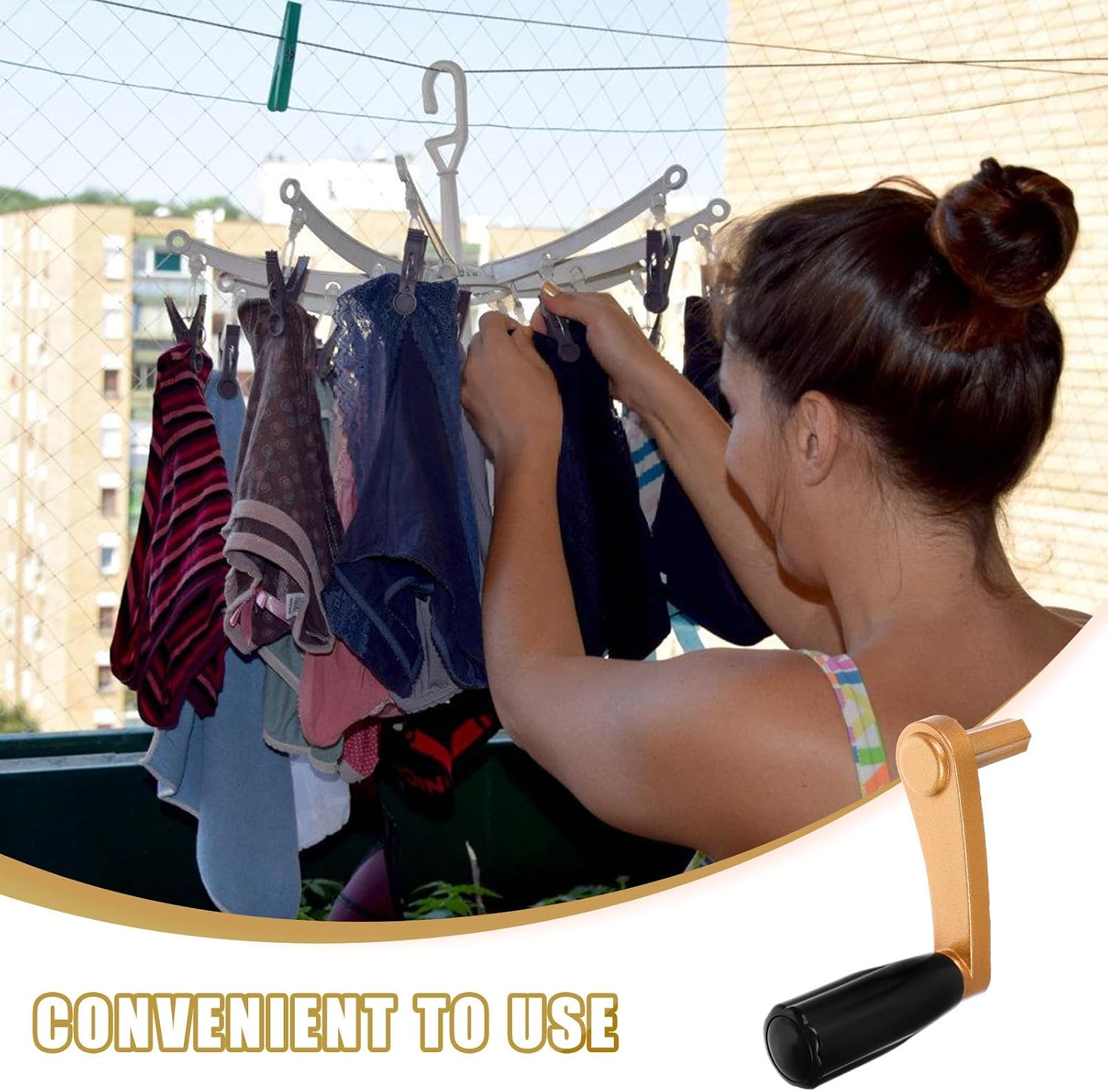 Golden Six-Tooth Laundry Drying Rack Hand Crank Handle Replacement image 3