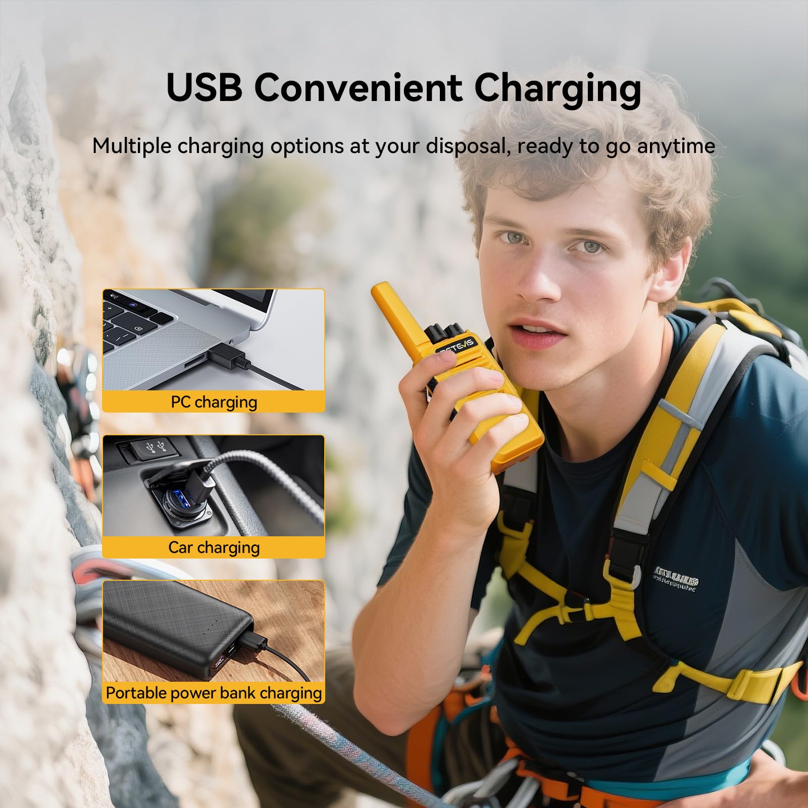 Retevis RT668 Walkie Talkie, PMR446 Walkie Talkie Profesional con Auriculares, Robusto, VOX, Cable USB C, Linterna LED, Radiocomunicación aal Adultos, Restaurante, Construcción, Industria(2 Par)