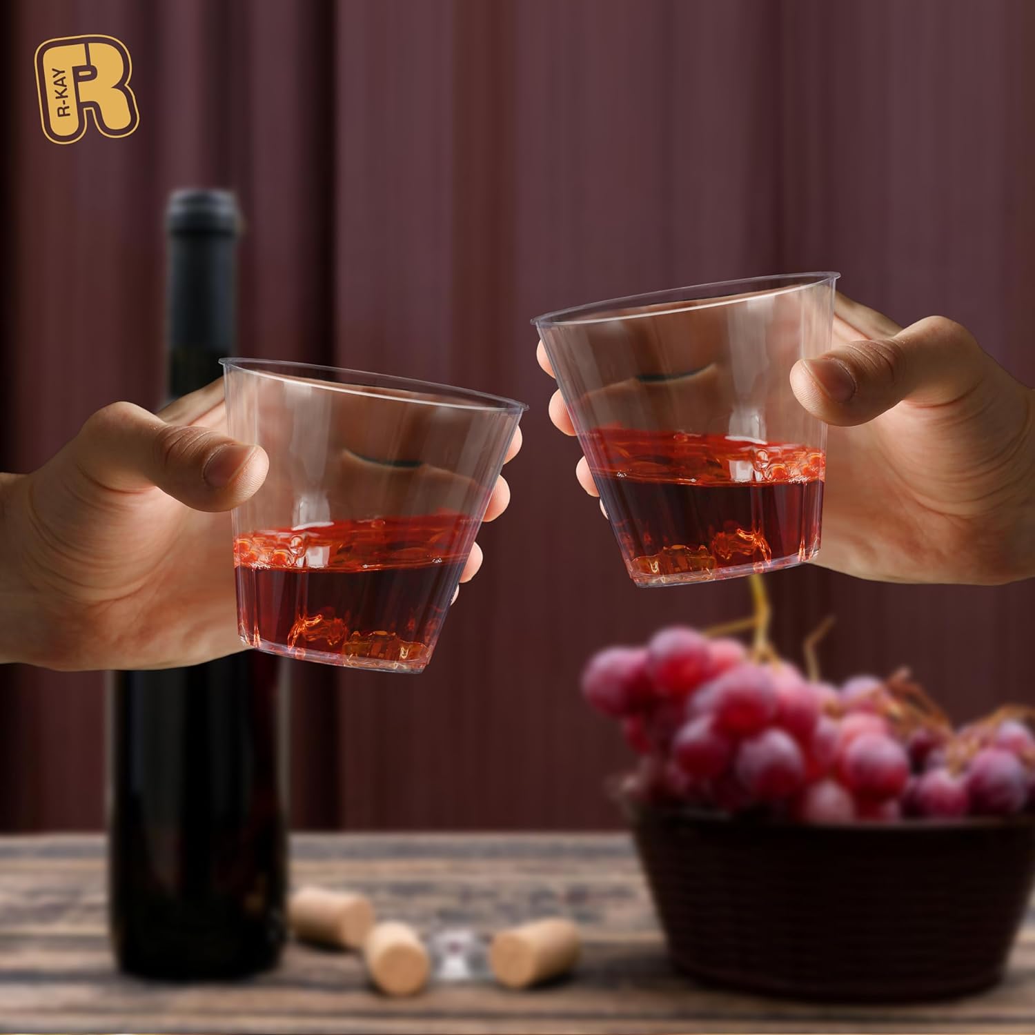 9 Oz Clear Plastic Cups For Party - Clear Cups 200 Pack - Heavy Duty Disposable Cups/Tumblers - Plastic Wine Glasses For Parties Disposable - Plastic Cocktail Glasses - Party Cups Disposable