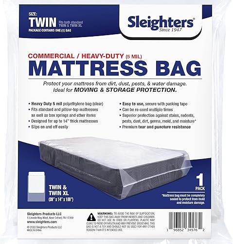 Sleighters Bolsas de colchón 1 paquete - 5 mil individual  individual XL - 39 x 14 x 100