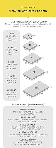 Miniatura 4 de K9 Ballistics Tough Rip-Stop - Cama ortopédica rectangular para perro, funda extraíble y lavable, espuma ortopédica sólida para perros de tamaño M y