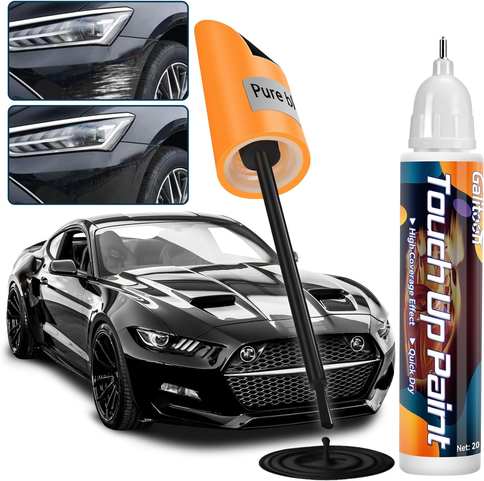 Touch Up Paint for Cars, Car Paints Scratch Repair, 2-In-1 Car Touch Up Fill Pen, Quick & Easy Solution to Repair Minor Automotive Scratches 0.8 fl oz (White) (Black)