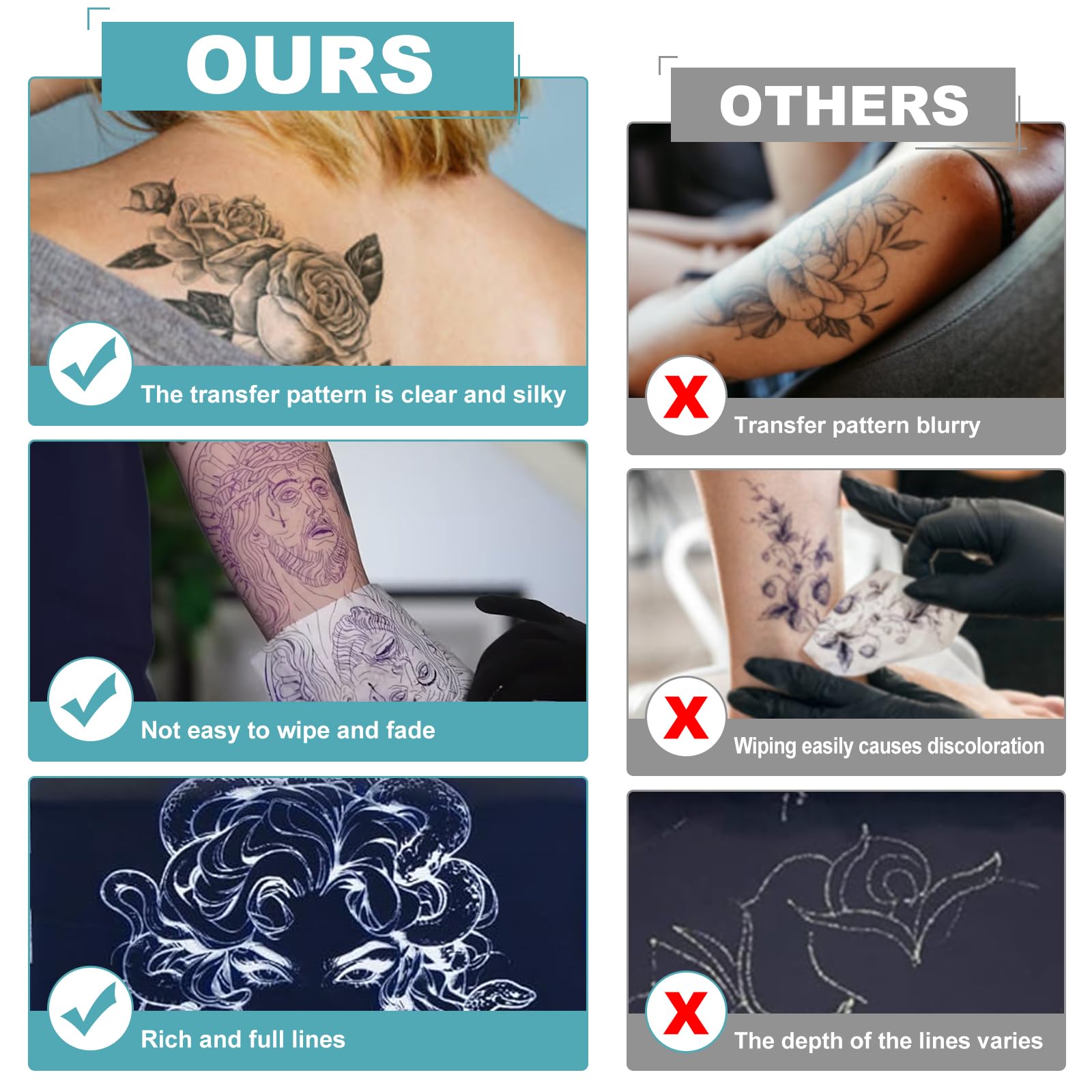 Carta Stencil Tattoo EMALLA - 100 Fogli A4 Per Trasferimento Disegni