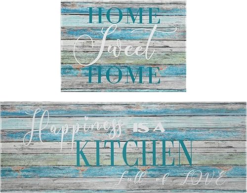 Home Sweet Home Sweet Home - Juego de tapetes y tapetes de cocina antideslizantes y lavables, impermeables, con parte trasera de goma, para