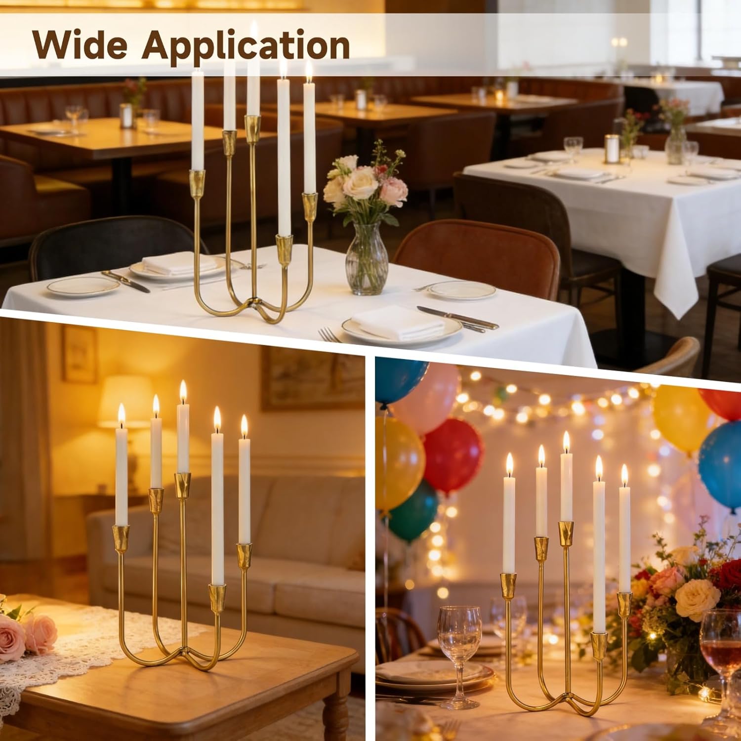 Elegant Gold 5-Candle Candelabra, 16.93 Inch Tall Cast Iron, American Vintage Taper Candle Holder with Antique Finish, Perfect Centerpiece for Dining, Living Room & Fireplace Decor