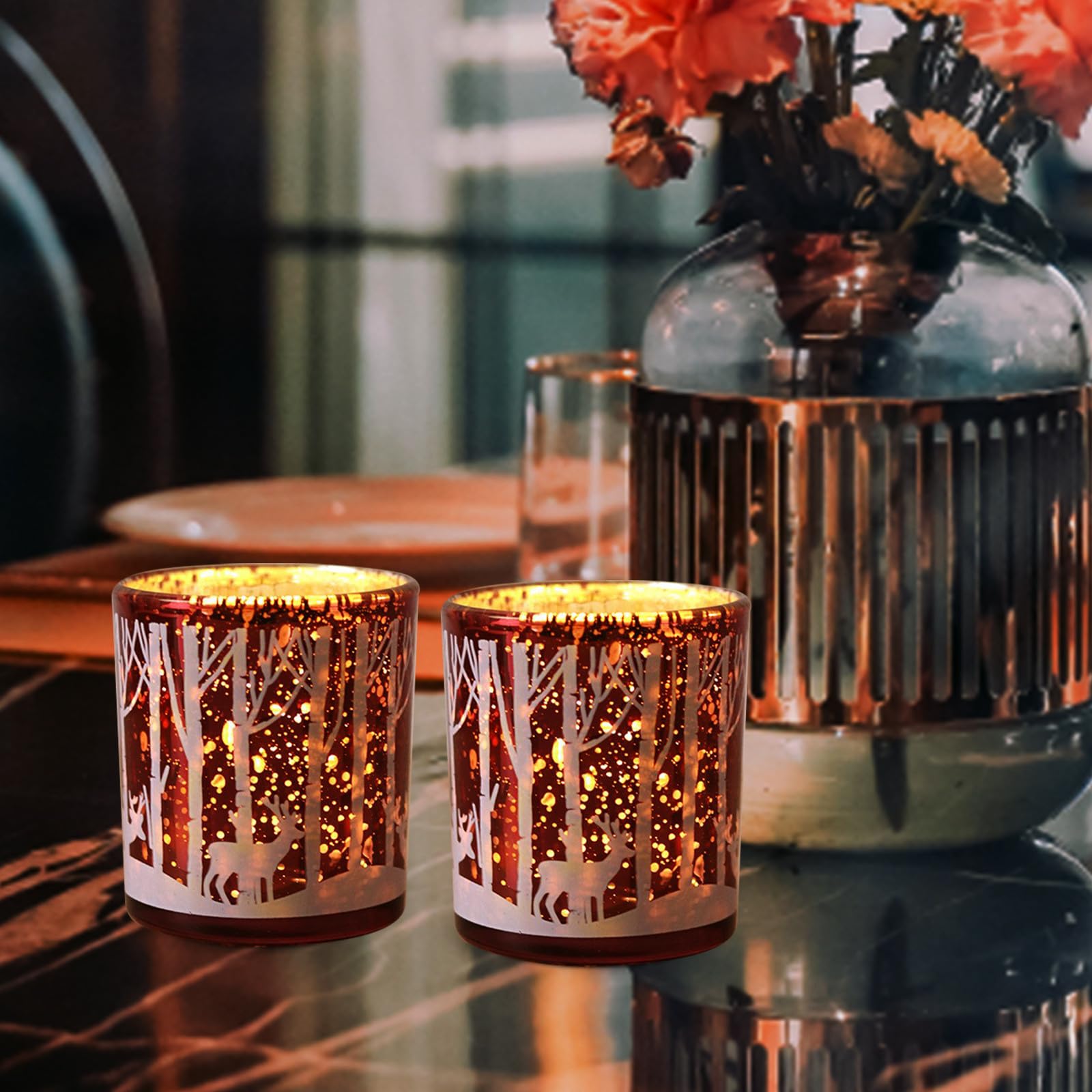 Toyvian 8 Piezas Candelabro de Cristal Diseño de Alce para Centro de Mesa