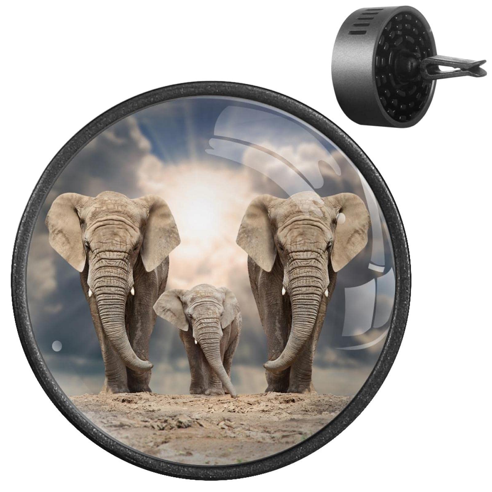 Diffusore di oli essenziali per auto, 2 pezzi, a forma di elefante, a forma di polpaccio, diffusore in legno per aromaterapia, con clip per bocchetta