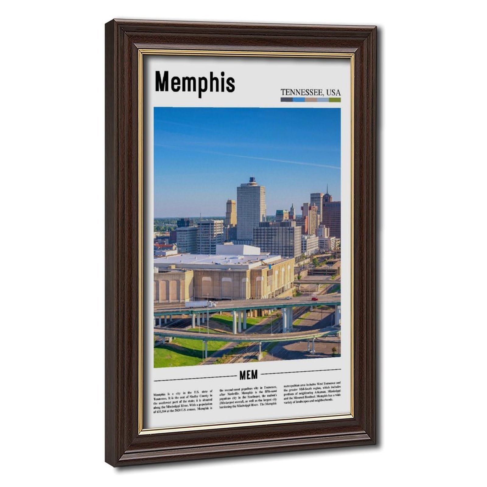 Wcyb Mokume Gane Frame Memphis Tennessee Usa America Scenery Travel Posters Prints Canvas Deco Paintings Wall Art Hangable Frame 24" L X 36" W