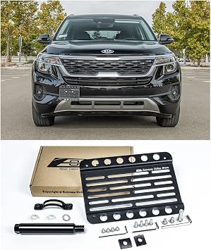 Replacement for 2020-Present Kia Seltos Models | EOS Plate Version 1 Front Bumper Tow Hook License Relocator Mount Bracket Tow-594 Mid Size