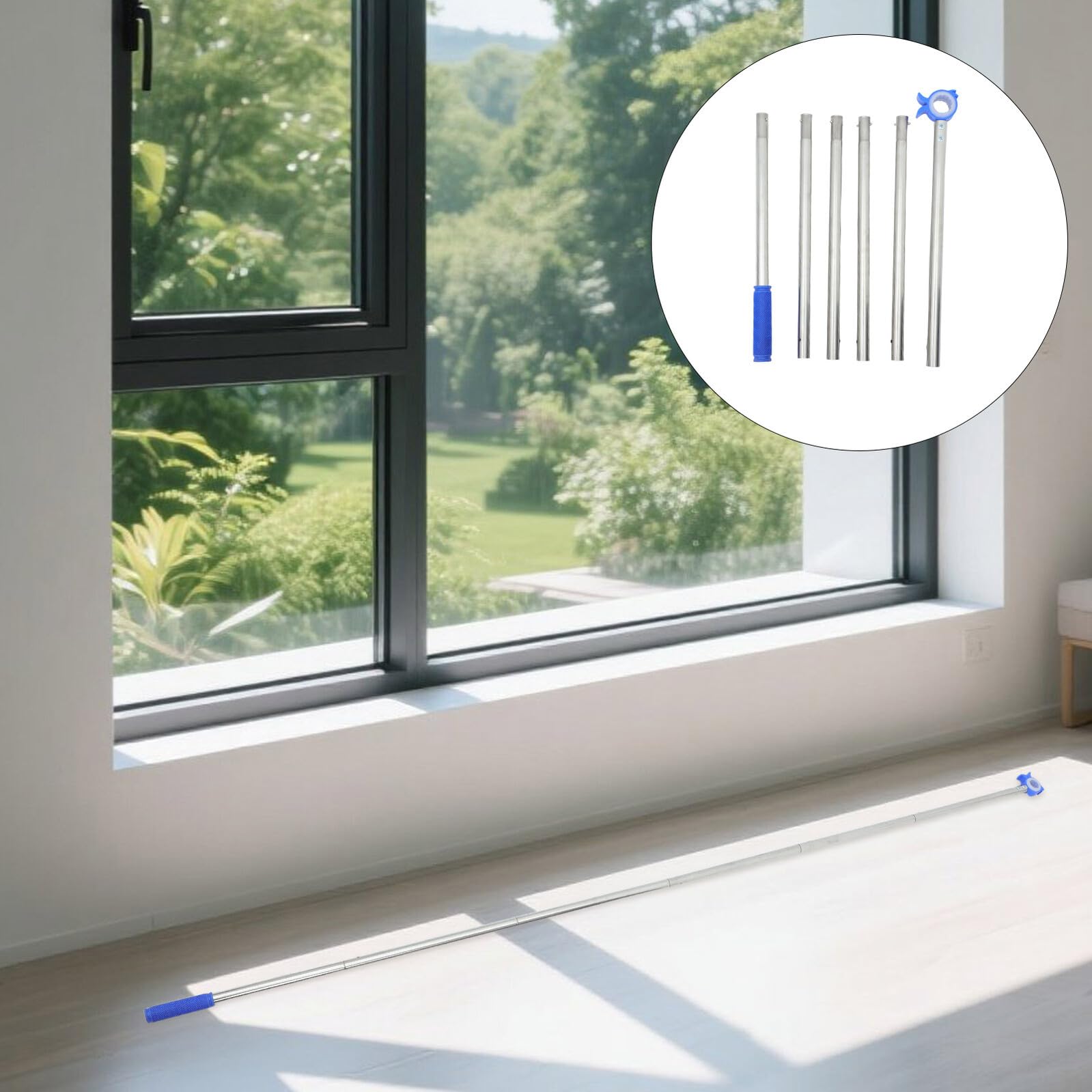Teleskop Fensterstange 6 Stück für Fenster und Jalousien, Blau