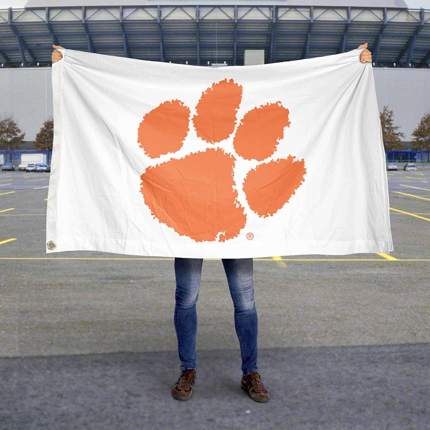 College Flags & Banners Co. Clemson Tigers White Large Grommet Banner Flag