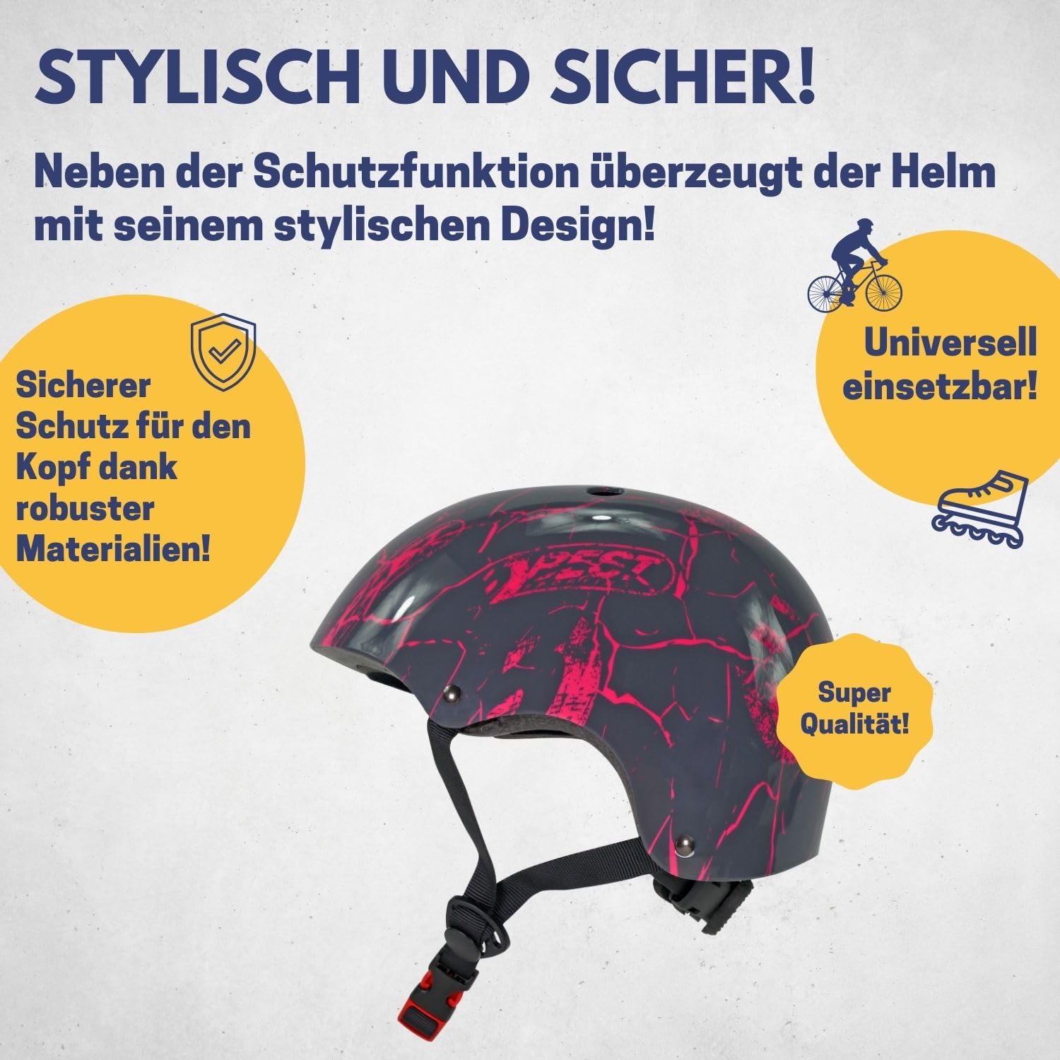 Best Sporting Skaterhelm I hochwertiger Fahrradhelm I Stabiler & stylischer Helm für Kinder, Jugendliche und Erwachsene I stufenlos größenverstellbarer Skatehelm in blau oder pink